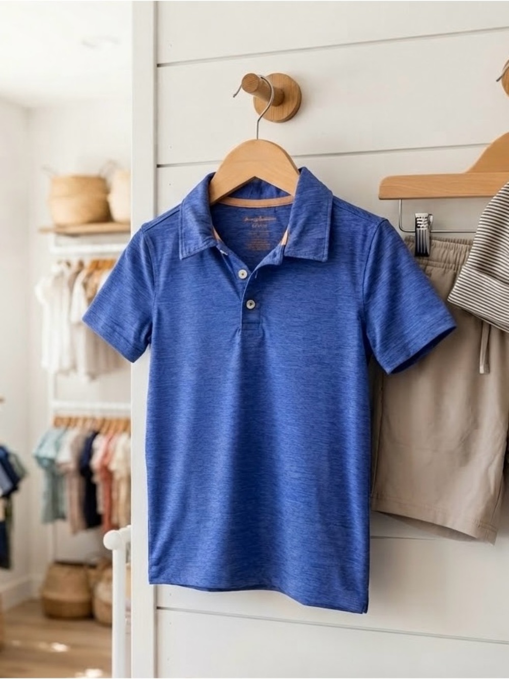 Tommy Bahama Active Boys Blue Marled Short Sleeve Polo Shirt Size M (7/8)
